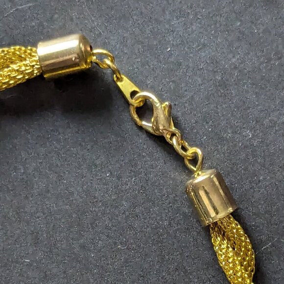 New 18K Yellow Gold Plated Twisted French Rope Mesh Chain Bracelet Chunky - Picture 3 of 6